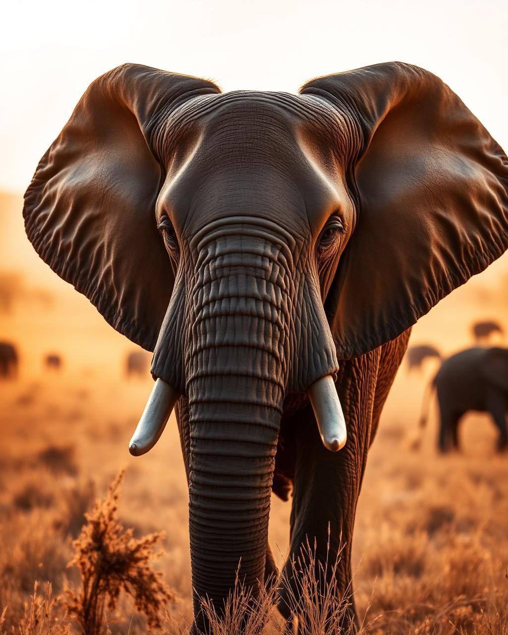 African elephant in golden morning light